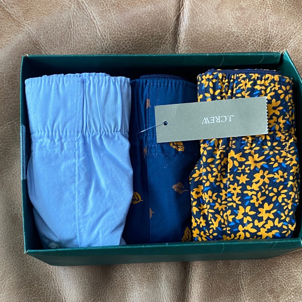 J. Crew Men's Boxers - Light Blue, Navy, and Yellow Floral
